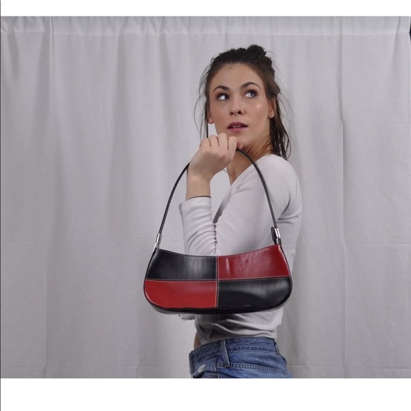 vintage black and red shoulder purse sporty mini - Picture 2 of 8